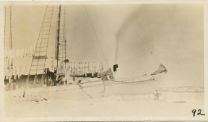 Image of Bowdoin - Bow view showing fox skins hanging